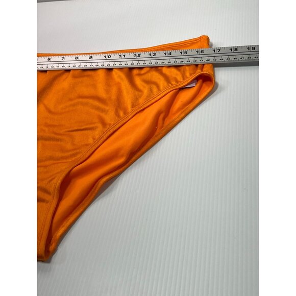 Wild Fable- Women's Ribbed High Waist High Leg Extra Cheeky Bikini Bottom-Orange - Picture 5 of 13